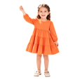 thumbnail image 3 of Dresses for Girls Cute Party Long Sleeve Tiered Ruffle Swing Dress for Girls Crew Neck A-Line Girls Fashion Fall Sundress Saffron, 3 of 10