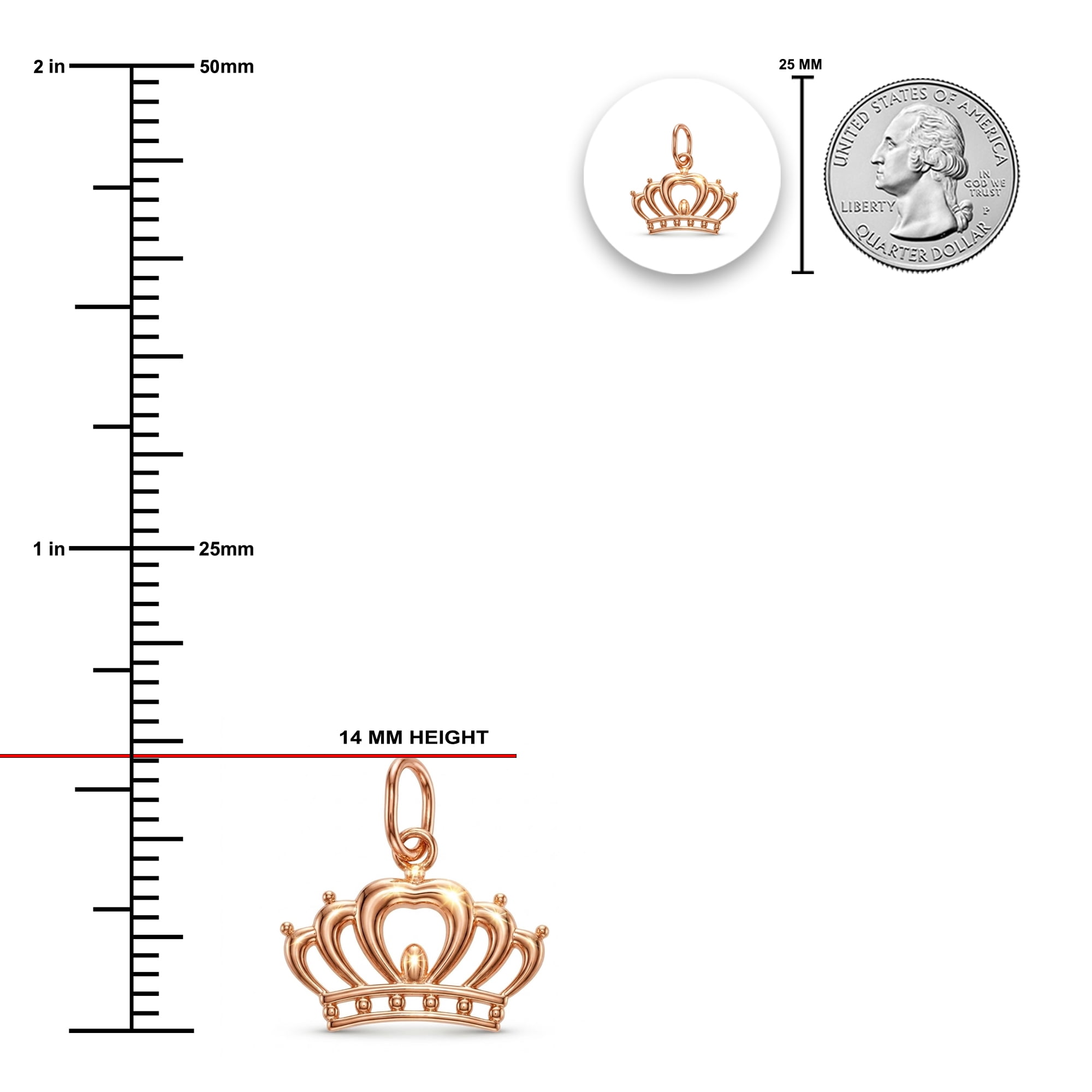 Charm America - Rose Gold Petite Crown Charm - 10 Karat Solid Gold