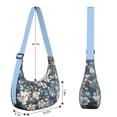 thumbnail image 2 of Corduroy Shoulder Bag with Floral and Hummingbird Illustration Adjustable Strap Compact and Portable Perfect for Spring and Summer Outings, 2 of 5