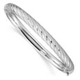 thumbnail image 3 of 14K White Gold Plated Textured Diamond Cut Twisted Bangle Bracelet, 3 of 5