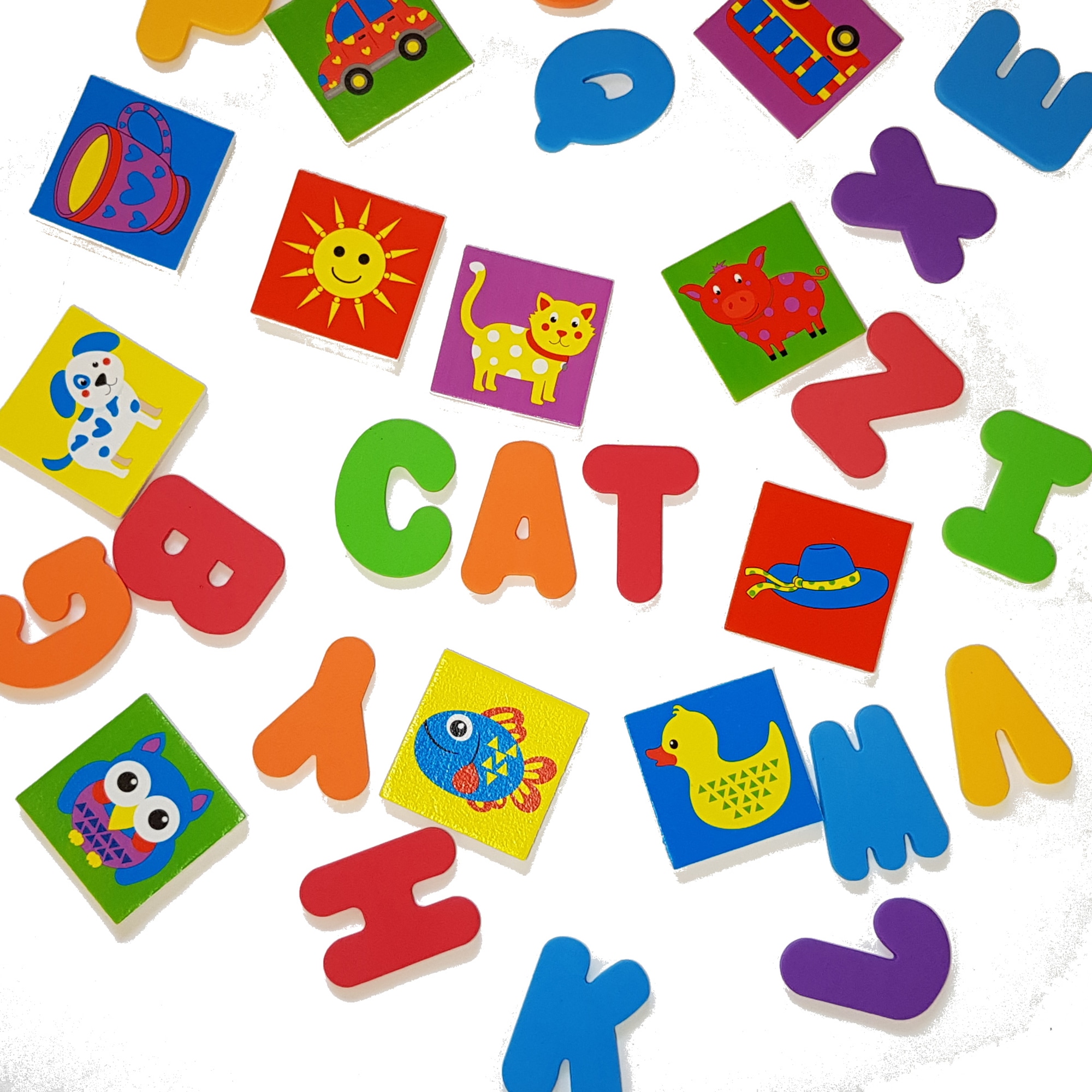Buddy & Barney: Alphabet Bath Time Stickers - 38 Reusable Foam Stickers, Mesh Storage Bag, ABC & Animal, Fun Tub & Water Toy, Toddlers & Kids Age 3+