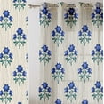 thumbnail image 2 of Vargottam Floral Block Print Sheer Curtains for Tall Doors & Windows - Set of 2, 90", Grommet Top, Printed Georgette Light Filtering Panels for Home Decor, 2 of 9