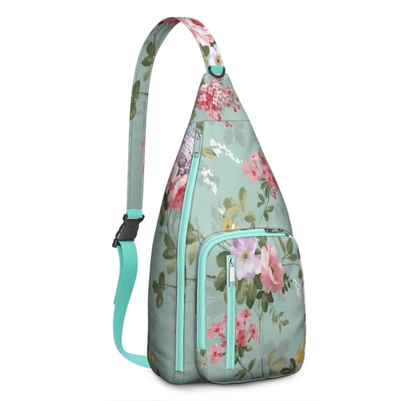 Colorful Blossom Sling Backpack - Happy Spring Flower Design, Anti-Theft Shoulder Bag