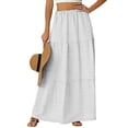 thumbnail image 6 of Hvyesh Cotton Linen Skirt for Women Smock Layered Tiered Maxi Skirt High Waisted A Line Flowy Skirts with Pockets, 6 of 9