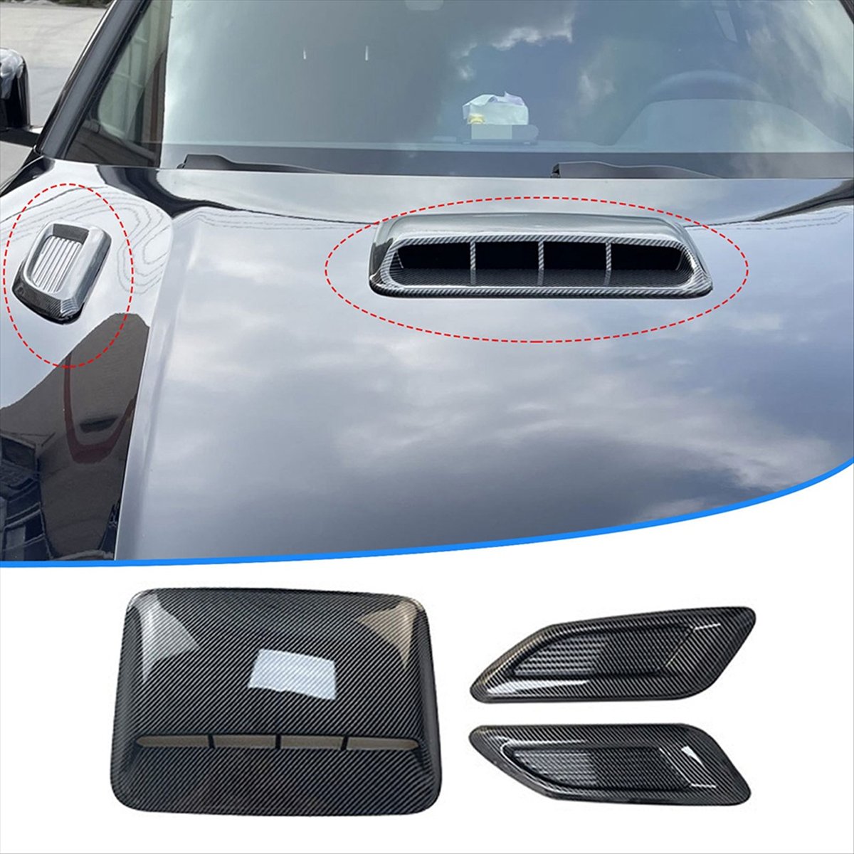 Car Air Flow Intake Hood Scoop Vent Bonnet Decor Cover Center Side Air Outlet Hood Auto Exterior Accessories Universal A