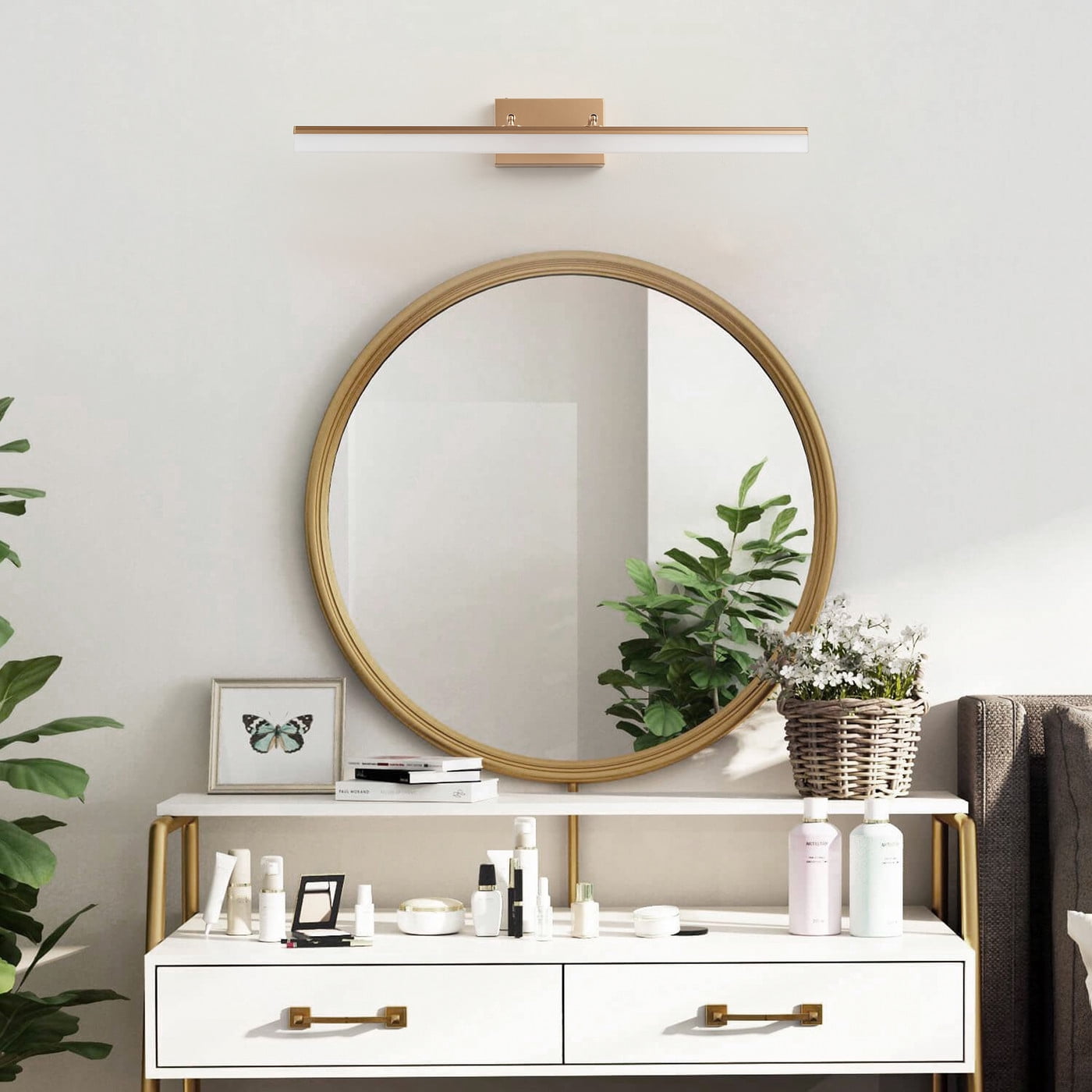 Contemporary LED Vanity Light, Gold Wall Light Over the Mirror for Bathroom