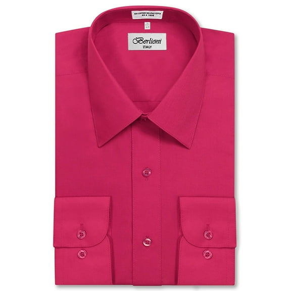 Berlioni Italy Men's Long Sleeve Solid Premium Dress Shirt