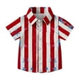 thumbnail image 5 of MKOSPLRT Independence Day Kids Tops 2-15 Years Striped Button Down Shirts Short Sleeve Red White and Blue Tshirts for Boys Girls, 5 of 9