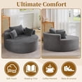 thumbnail image 4 of 55'' Round Oversized Chaise Lounge Indoor Chair, No Assembly Corduroy Compressed Circle Sofa Bed,Comfy Upholstered Sleeper Couch,Lazy Bean Bag Couch for Living Room, Bedroom,Gray, 4 of 8