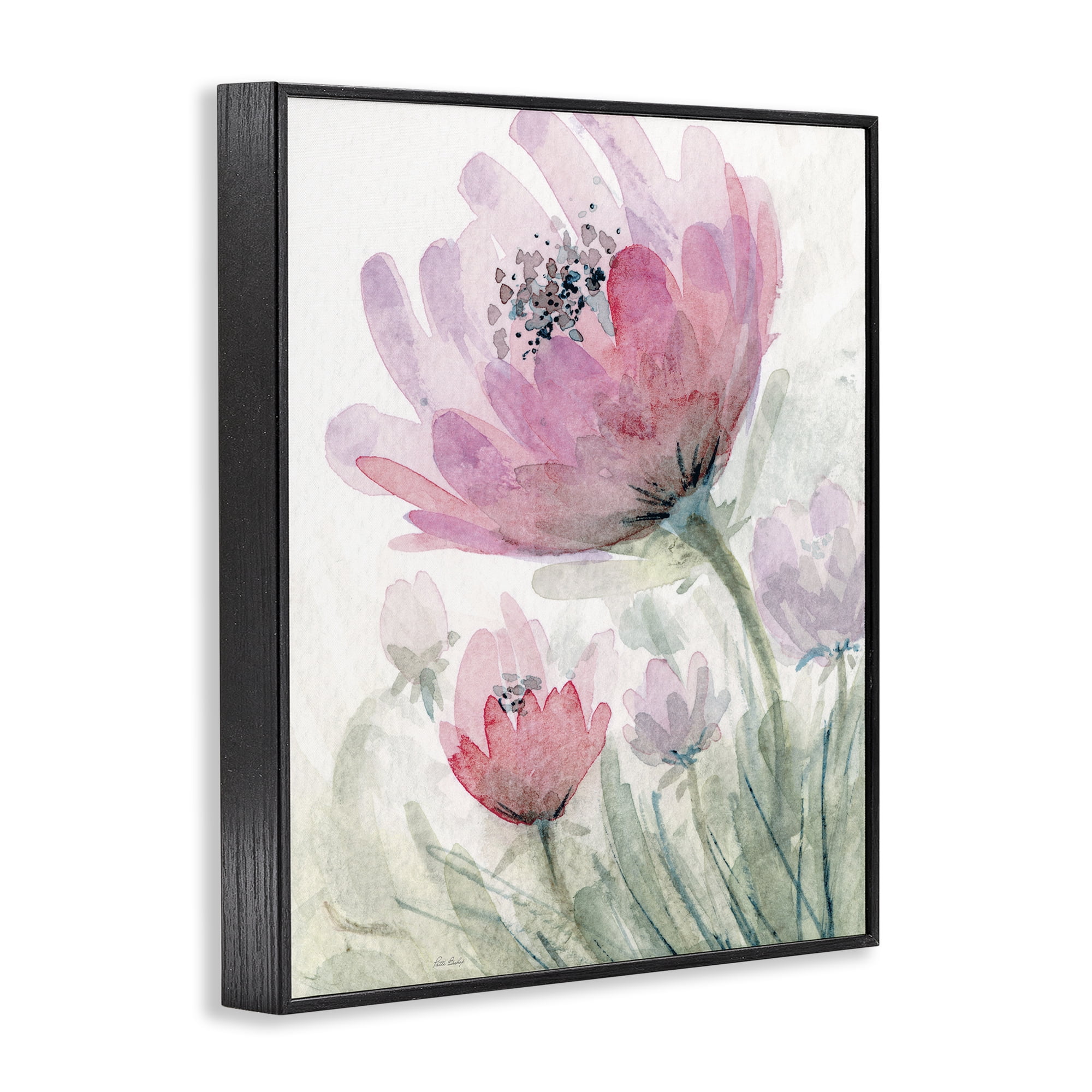 Stupell Industries Pink Flower Blossoms Black Framed Giclee Art, design by Patti Bishop