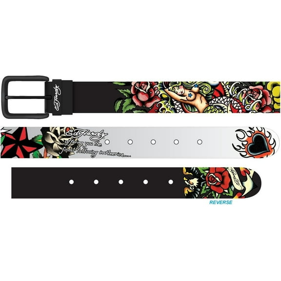 Ed Hardy Finest Tattooing Reversible Belt - BX95409EHQB (Grey/Black, 32)
