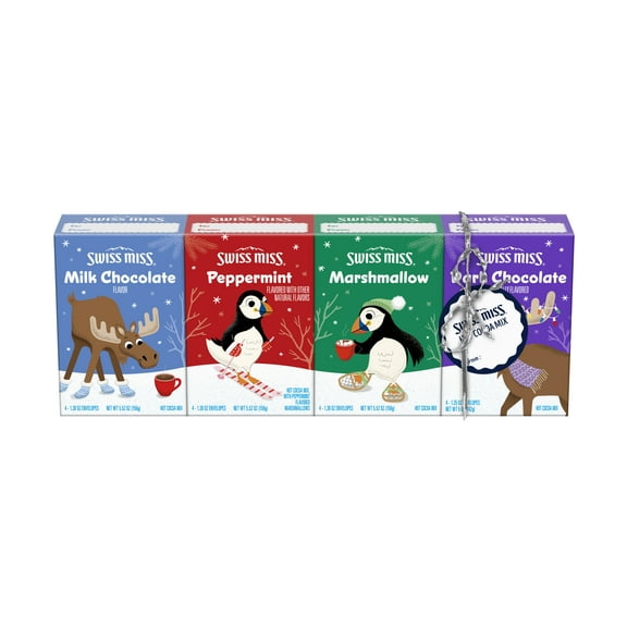 Swiss Miss Hot Cocoa Gift Pack, Assorted Flavors and Designs, Four 5.52 oz. Cartons