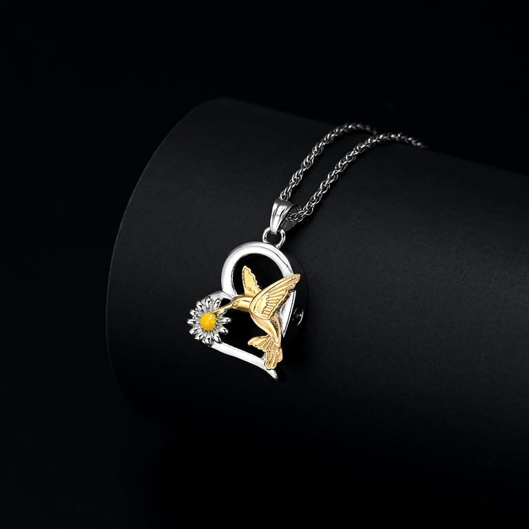 Collana Urna Ceneri A Farfalla Con Fiore Cavo, In Acciaio Inox, Ciondolo Memoriale Per Ceneri, Catena 56 Cm, Regalo Commemorativo