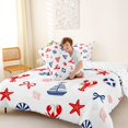 thumbnail image 4 of spefrowx Nautical Lobster Starfish Queen Comforter Set for Kids, Striped Sailboat Bow Comforter Sets Queen, Reversible, 3pcs, 1 Comforter and 2 Pillowcases, 4 of 6