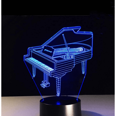 YSITIAN 3D Lamp Illusion Piano Night Light Decor 16 Colors Changing Smart Touch Remote Control Optical Illusion Bedside Lamps Bedroom Home Decoration YT-14881