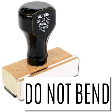 Do Not Bend Rubber Stamp, Wooden Handle Rubber Stamp, Laser Engraved Dies, Impression Size 1/2" x 1-1/2”, Uses a Separate Stamp Pad