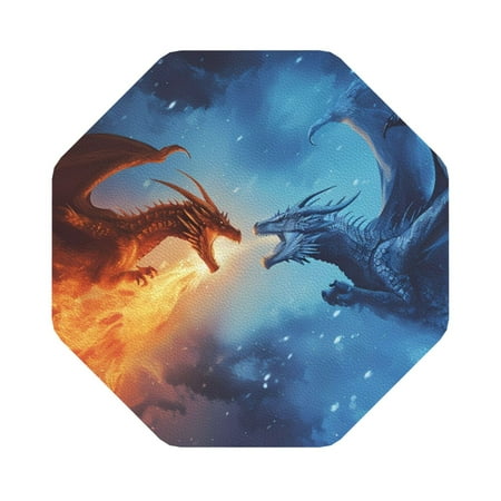 

Cauagu Red And Blue Fire Dragon A for Round Coaster Drink Coasters Set of 4 Leather Bar Beer Beverage Cup Mat for Drinks for Tabletop Protection & Coffee Table Decor
