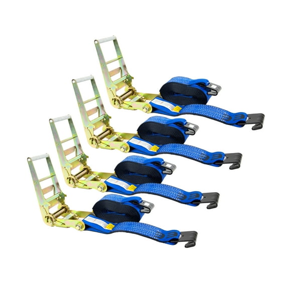 (4 Pack) Ratchet Tie-Down Straps with Flat Hooks, 4" x 30' Ratchet Straps Blue | 16,200 Lbs Breaking Strength | TieDown Ratchet Straps for flatbed, Truck, Trailers Pickup
