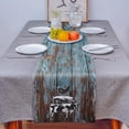 thumbnail image 4 of Table Runner Dresser Scarves 108 Inch Long, Rustic Farm Animals Cow Pig Chick Mottled Wood Plank Linen Dining Table Runners Retro Tabletop Scarf for Wedding Holiday Party Kitchen, 4 of 7
