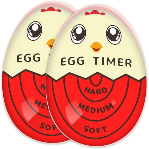 2PCS Lasubst Egg Timer for Boiling Eggs That Changes Color When Done, Red