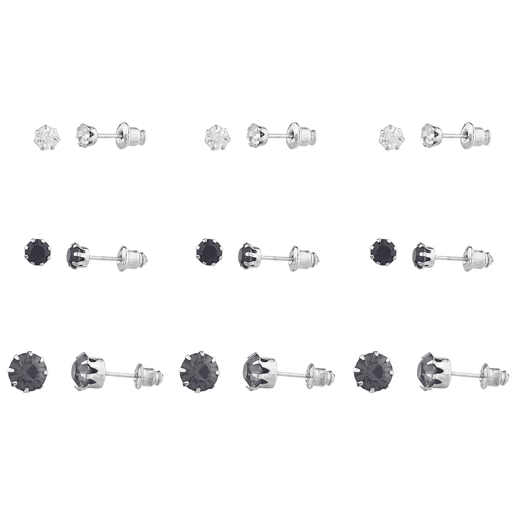 Lux Accessories Silvertone Faux rhinestone Solitaire Stud Multi Earring