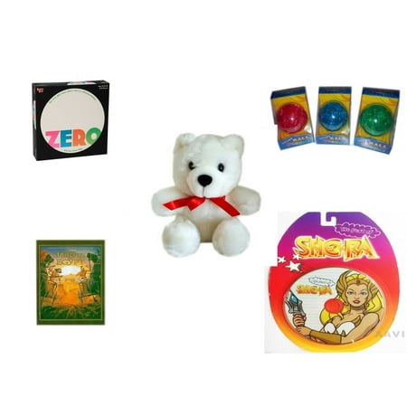 Children's Gift Bundle [5 Piece] -  Zero  - Smart 12 Piece  Ball Assrt Colors Red, Blue, Green - White Teddy Bear Red Ribbon  5