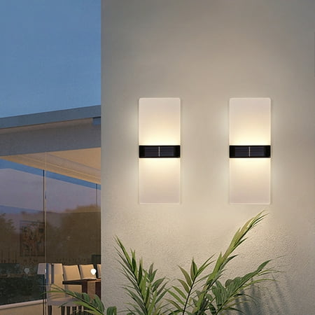 

Nhthy 2pcs Solar Fence Lights LED Outdoor IP65 Modern Design Solar Wall Lights Automatic On/Off High Quality Outdoor Solar Lights for Garden 6-8 Hours Lighting. White