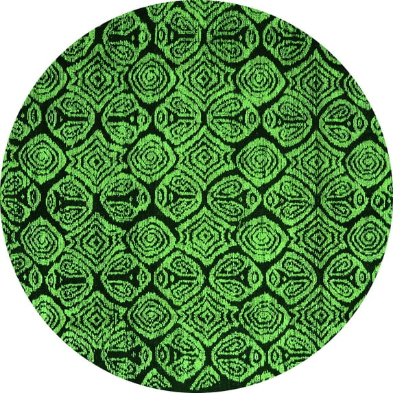 Ahgly Company Indoor Round Abstract Green Modern Area Rugs, 3' Round