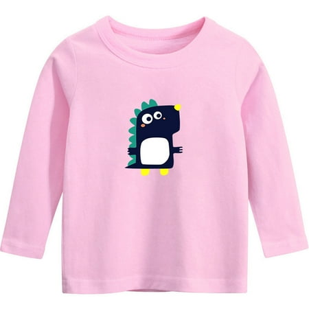 

Nrmvnmi Kids Boys And Girls Fashion Pullover Cute Dinosaur Cartoon Print Crew Neck Long Sleeve T Shirts Cotton Loose Casual Comfortable Clothings For Spring Autumn