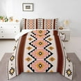 thumbnail image 2 of jejeloiu Vintage Aztec Geometric Queen Comforter Set,Boho Bohemain Geometrry Bedding Sets,Beige Brown Orange Bedding Comforter Set,Super Cozy Room Decor Reversible,3-Piece, 2 of 8
