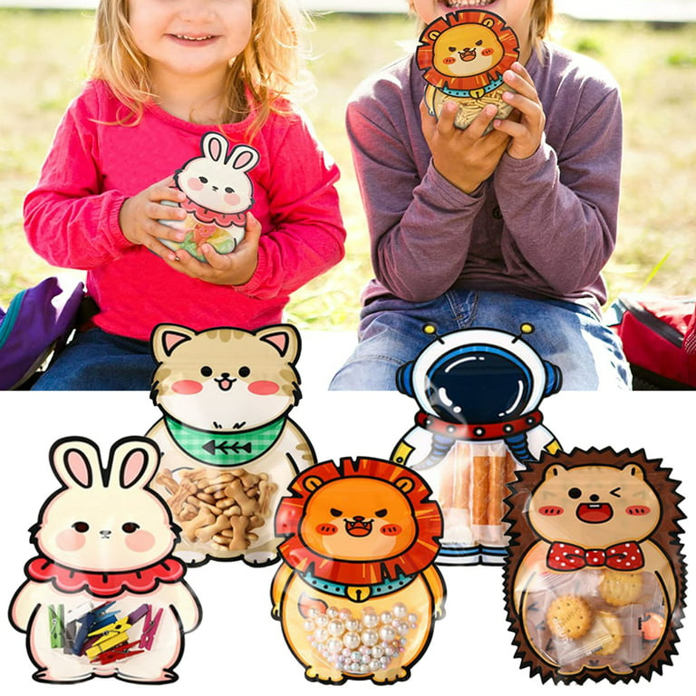 Bobasndm Snack Bags for Kids,10PCS Reusable Candy Bags,Cute Animal Cookie  Bags for School,Gift Bags Birthday Party Bags,Dessert Candy Decorating  Pastry Bags,Food Storage Meal Prep Container 