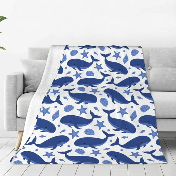 Fotbe Whale Manta de Franela Acolchonada con Estampado, Súper Suave y Esponjosa, Extra Grande para Sofá, Cama, Uso Todo el Año-60"x50"