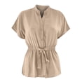 thumbnail image 1 of Moda mujer verano manga corta vendaje Color sólido Casual blusa Tops Pompotops hkajfhjk471870, 1 of 5