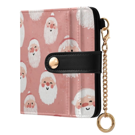 Qxltty Cute Santa Claus Ladies Wallet Rfid Slim Thin Compact Credit Card Women Wallet Zipper Coin Pocket and ID Window for Female Gifts