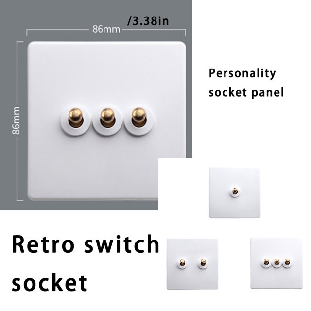 VONKY Switch Wall Button Socket Lever Toggle Control White Improvement Antique Household Brass Light Panel Accessory Supply Connector 2