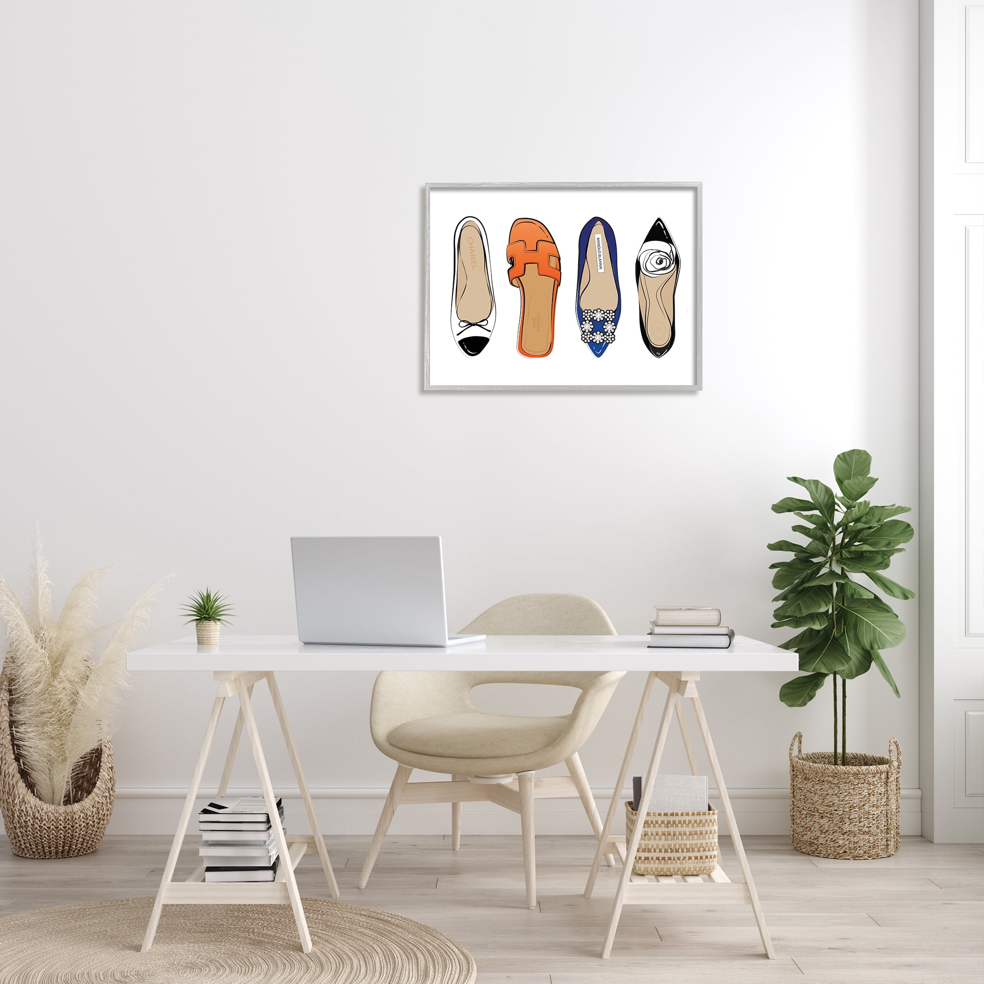 Martina Pavlova Chic Fashion Heels Blue Orange Flats Fashion Feet 30 in x 24 in Framed Painting Canvas Art Print, by Stupell Home Décor