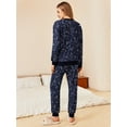 thumbnail image 3 of Ekouaer Womens Jogger Pajama Set Long Sleeve Pjs 2 Piece Gingham Lounge Joggers Set Soft Pyjamas Blue Plaid Jogger Pjs, 3 of 5
