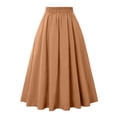 thumbnail image 3 of Xyxonk Midi Skirts for Women Plus Size Solid Color Elastic High Waisted Skirts with Pockets Dressy A Line Button Pleated Flared Swing Skirts Camel S, 3 of 3