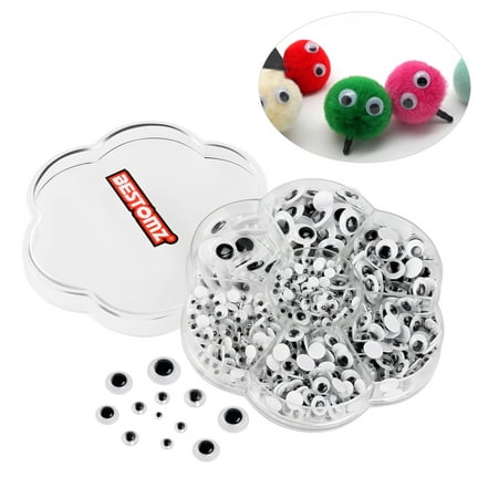 BESTOMZ Wiggle Googly Eyes Self-adhesive DIY Scrapbooking Crafts Toy Accessories with Assorted Size (Black & White), 700 Pieces (Best Glitter Adhesive For Eyes)