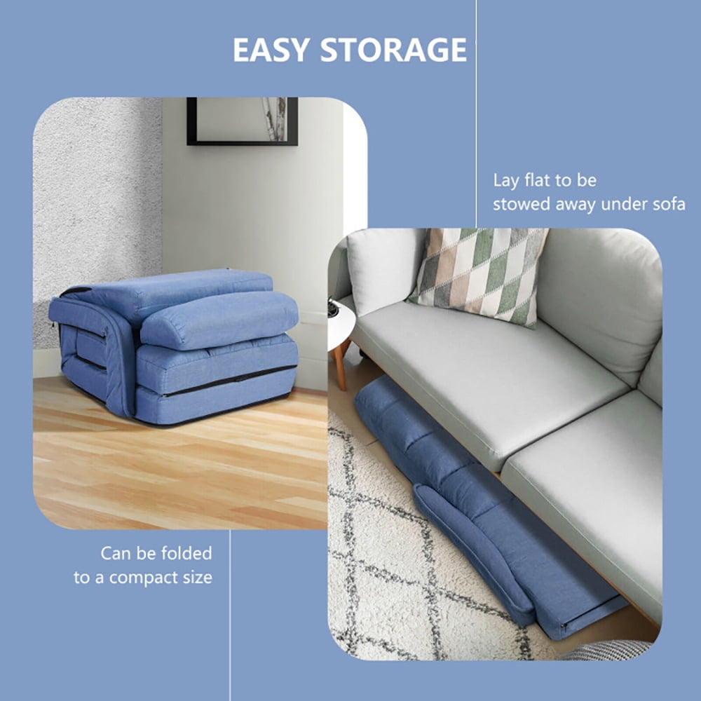 Finihen Folding Lazy Sofa Chair, Floor Chair, Folding Lazy Floor Chair Sofa with Armrests and Pillow, for Living Room, Bedroom, for Gaming, Reading, Blue Finihen Folding Lazy Sofa Chair, Floor Chair, Folding Lazy Floor Chair Sofa with Armrests and Pillow, for Living Room, Bedroom, for Gaming, Reading, Blue