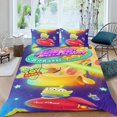 thumbnail image 2 of Alienígenas del Planeta Pizza Conjunto de sábanas temático, trío de piezas, cómodo y amigable con la piel, diseño único, regalo de decoración para el hogar para familiares, amigos y fans,135cm *200cm, 2 of 6
