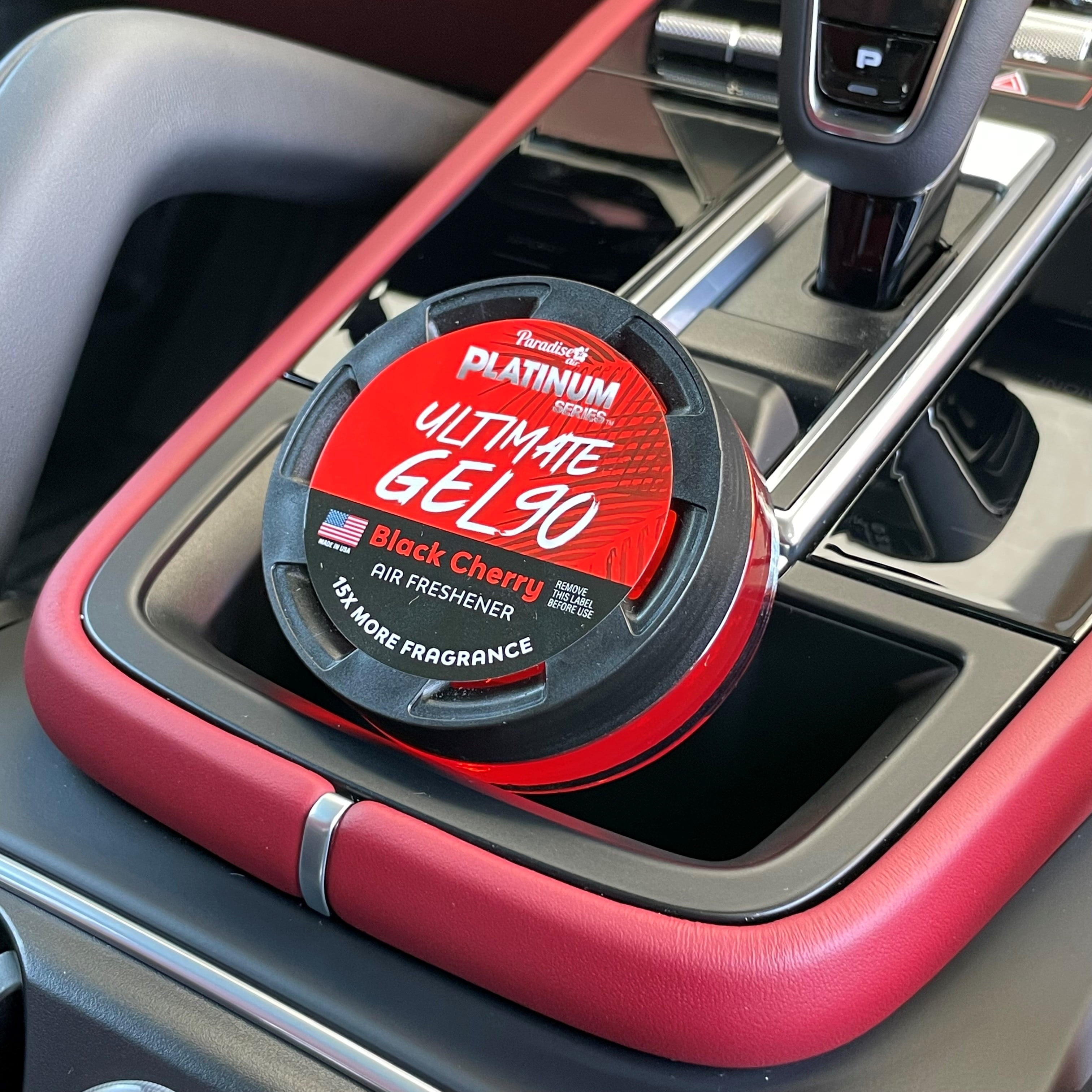 (2 pack) Paradise Air Platinum Series Ultimate Gel 90 Air Freshener for use in Auto, Home, Office, Bathroom, 30g, Black Cherry