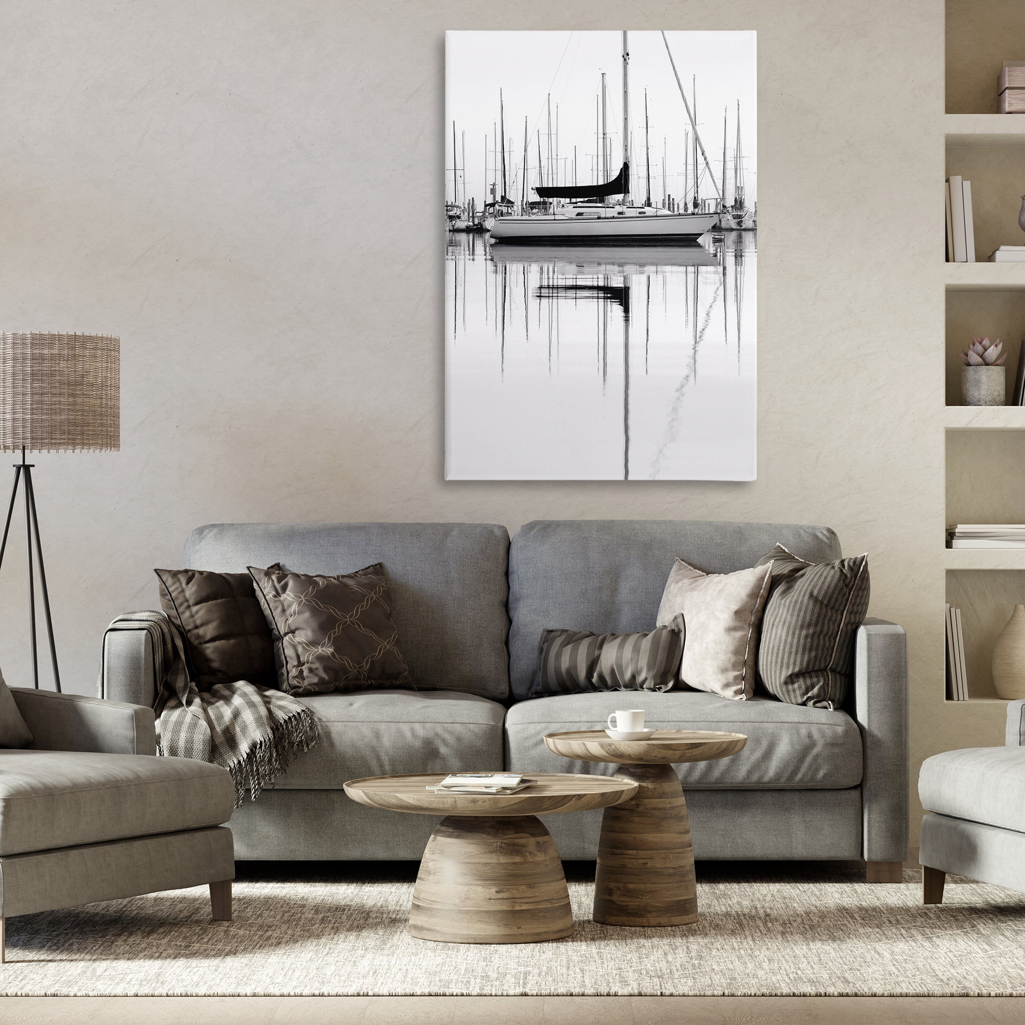 Stupell Industries Monochrome Boat Harbor Transportation Photography Wrapped Canvas Art Print Wall Art, 30 x 45