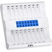 EBL Upgraded Smart 16 Slots Battery Charger with LCD Screen - Independent Fast Battery Charger for AA AAA Rechargeable
