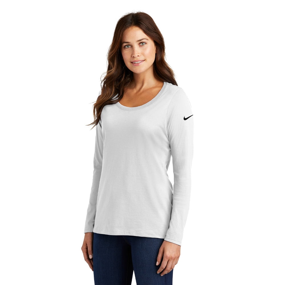 Long Sleeve Scoop Neck Tee White 2XL 