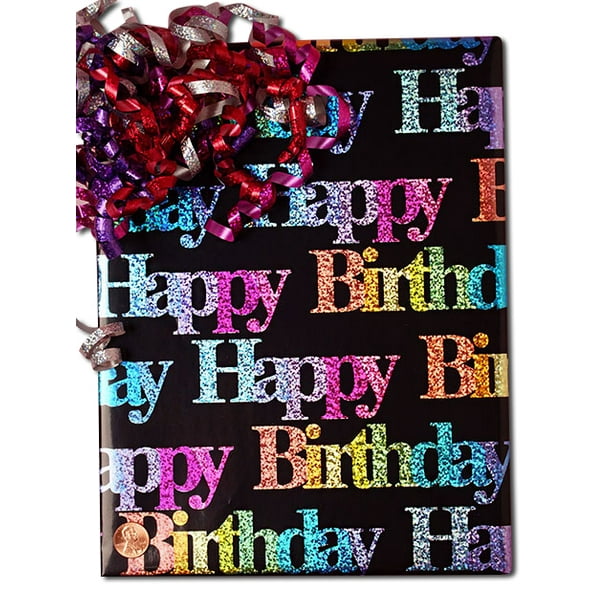 30" X 15' Sparkle Happy Birthday Gift Wrap by Paper Mart
