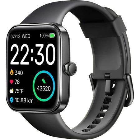 SKG Smart Watch for Android-iPhone ios, Fitness Tracker with 5ATM Swimming Waterproof, 1.7" Touch Screen Bluetooth Fitness Watch - V7 Black