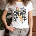 thumbnail image 3 of Pre-K Grade Shirt – Cute Black White Bow and School Supply Graphic Tee , CharityPink, 3XL, 3 of 6