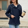 thumbnail image 5 of DENGDENG Womens Lightweight Rain Jackets Waterproof with Hood Plus Size Windbreaker Rain Coat Trendy Hooded Jackets Outdoor Active Wear Raincoat Navy XL, 5 of 6