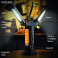 thumbnail image 3 of Portable Magnetic 1200 Lumens COB LED Work Light, Multi-Angle Illumination, Rechargeable, with Hook & Magnetic Base, Ready for Tripod Attachment, 3 of 7